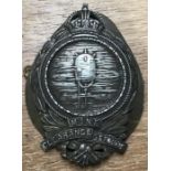 Scarce ‘Mine Clearance Service‘ metal badge with original backing plate & pin.