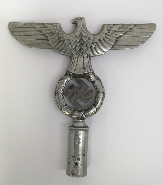 WW2 era German cast aluminium flag or standard topper. 2nd type design, with eagle and black painted - Image 4 of 7