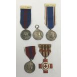 A selection of Coronation and Jubilee Medals, plus a an enamel Red Cross example. To include: a 1911