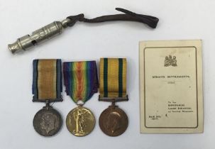 A WW1 Territorial Force War Medal, plus BWM and Victory Medal, nameed to 1435 Pte W.E. Dyke K.S.L.I.