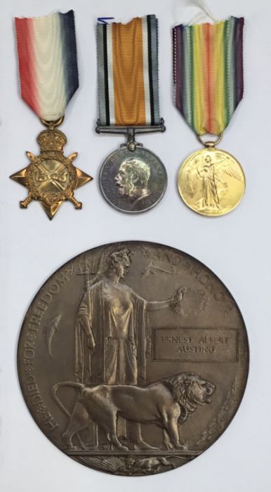 WW1 trio casualty group awarded to 536146 Pte  E.A.P. Austing, Royal Army Medical Corps. To - Image 2 of 8