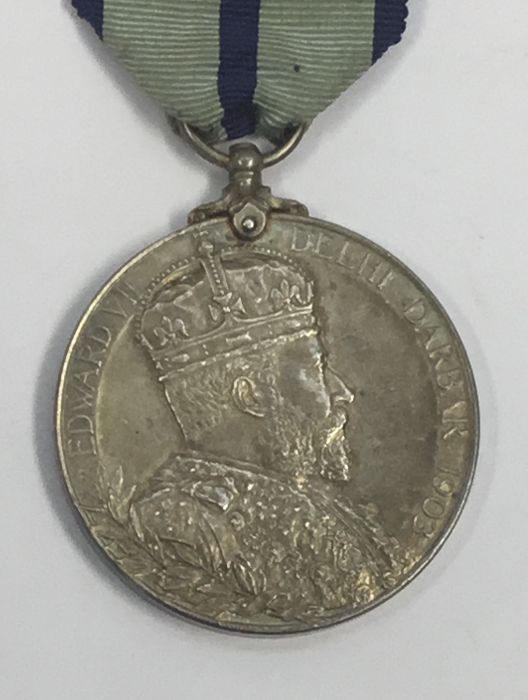 Delhi Durbar Medal 1903. Unnamed as issued, with original ribbon and pin clasp. Notes: awarded in - Image 2 of 4