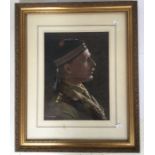 A WW1 era pastel portrait of an officer of the Seaforth Highlanders, attributed to Noel Denholm
