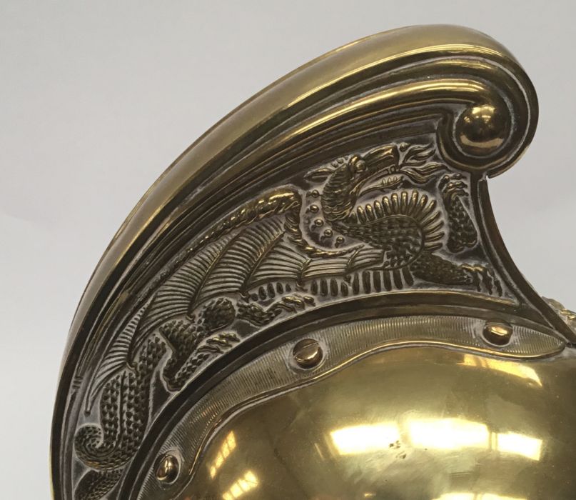 A late 19th / early 20th century brass fireman’s helmet by Merryweather & Sons of London. Standard - Image 7 of 10