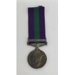 General Service Medal 1918-62 with clasp for Palestine 1945-48. Named to 21050525 Pte G. Patten.