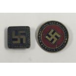 2 scarce WW1 era War Savings Bonds enamel badges. To include: a square example with black enamel