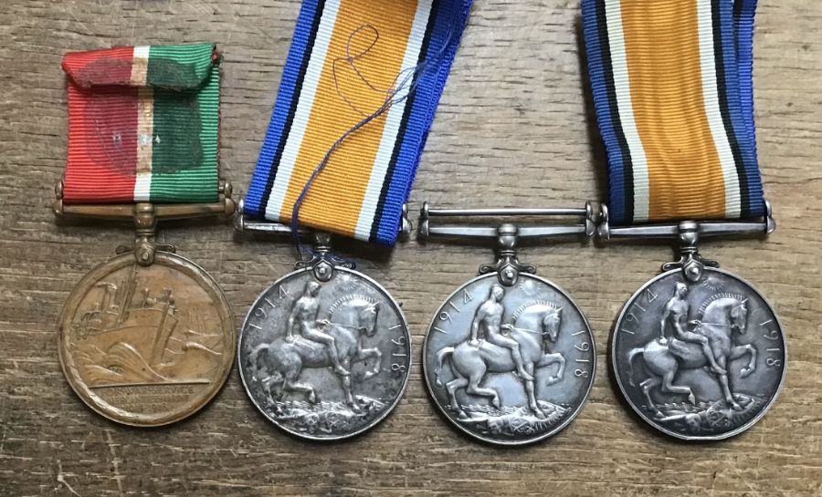 Collection of British WW1 Medals of Mercantile Marine War Medal to James H. Coad, Four War Medals to - Image 2 of 2