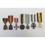 A selection of WW1 and earlier medals. To include: A Hamburg Hanseatic silvered bronze and enamel