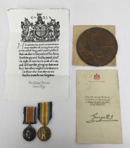 WW1 casualty pair, with plaque, condolence slip and facsimile scroll to 5810 Pte G.Norman 2nd