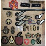 Collection of Bullion thread uniform badges and insignia for Royal Navy, RAF, Royal Engineers &