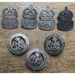 Three British WW1 Silver War Badges to B304099, B132261 & 397498 with Four hallmarked WW2 ARP