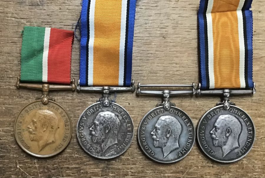Collection of British WW1 Medals of Mercantile Marine War Medal to James H. Coad, Four War Medals to