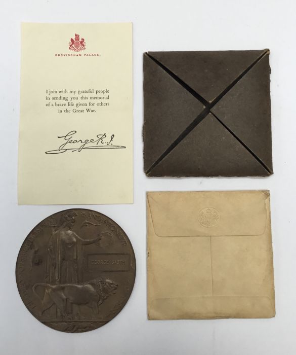 A scarce WW1 casualty pair, with a most unusual double issue death plaques and double issue - Image 4 of 8