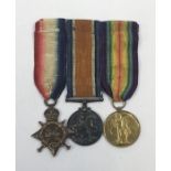 A WW1 1915 Star trio, named to 58329 Pte J.Evans Royal Army Medica; Corps. Mounted for wear on