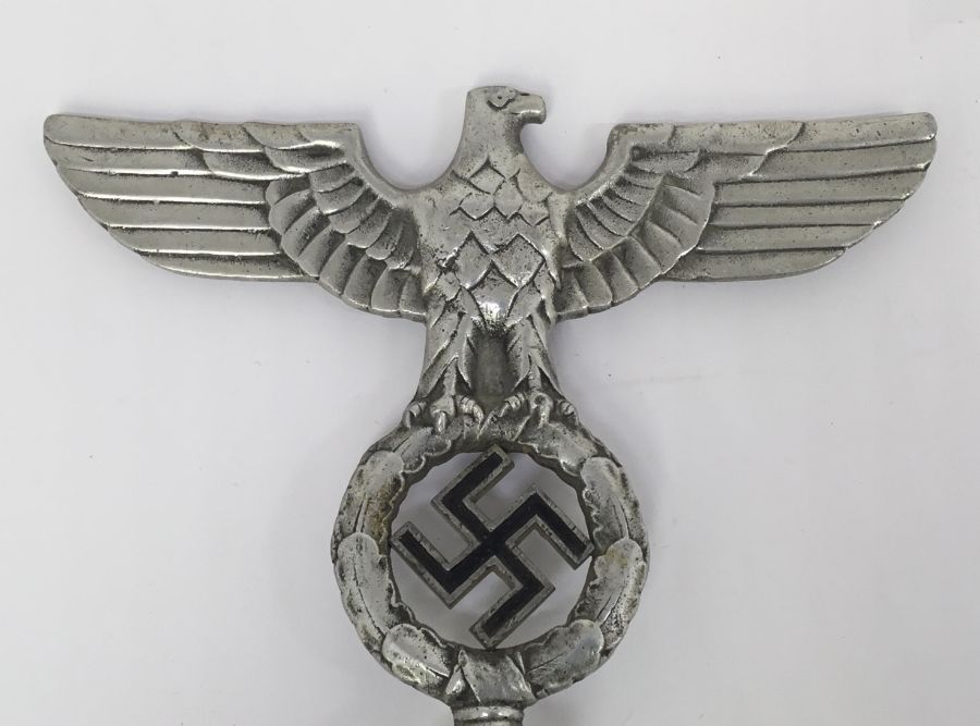 WW2 era German cast aluminium flag or standard topper. 2nd type design, with eagle and black painted - Image 3 of 7