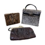 A group of vintage handbags to include alligator and leather, 1930s and later (qty)