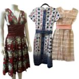 1950s fashions to include a rose print dress by Sambo fashions, a cotton shirtwaist dress with polka