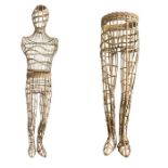 A French, early to mid 20th century wicker male mannequin, full size. This is free standing and