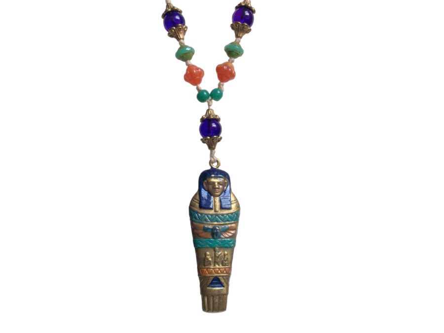 A Czech glass bead necklace in the Egyptian Revival style of the 20s, the beads appear to be - Image 2 of 5