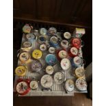 Collection of 30 Wind up alarm clocks including Tin Tin, Marylin Monroe, Coke a Cola, Care Bears,