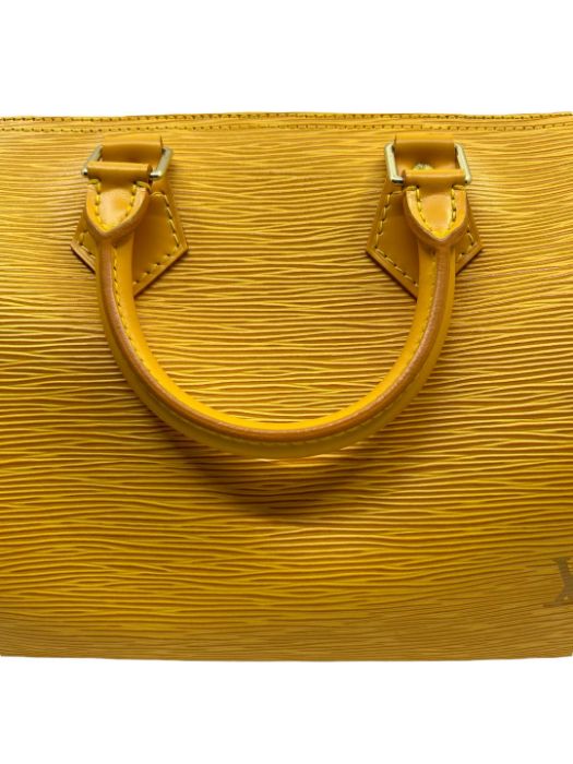 A Louis Vuitton EPI speedy bag in canary yellow leather C1997. Brass hardwear and original lock - Image 4 of 5