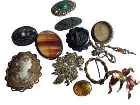 Brooch collection comprising of brooches dating from late Victorian to 1980s. there are six