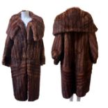 A 1920s marmot coat with large collar, the pelts set into opposing stripes, relined (s) (1)