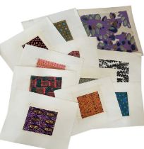 A group of artwork for original mid-century fabrics by P Dubois (30) along with sample rolls of rose