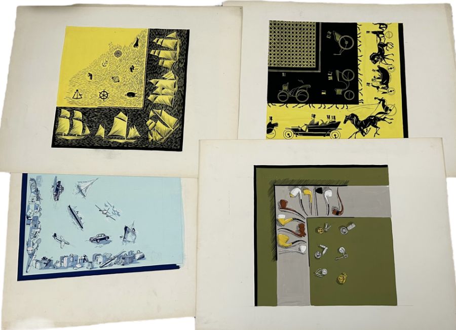 A folder of scarf designs c1950s stamped Champflory Marc Jaffre including one that would appear to - Image 5 of 5