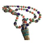 A Czech glass bead necklace in the Egyptian Revival style of the 20s, the beads appear to be