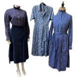 1980s fashions to include a belted Liberty shirtwaist dress with poppy and forget me not print, a