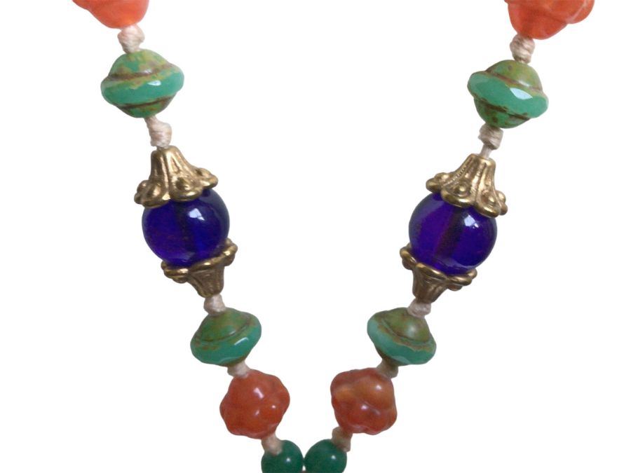 A Czech glass bead necklace in the Egyptian Revival style of the 20s, the beads appear to be - Image 3 of 5