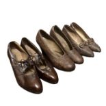 6 pairs of vintage shoes, 1920-1950s in sizes 4-5.5 (6) all are wearable, showing some signs of