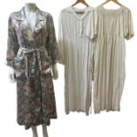 An early 20th century brushed cotton nightgown, a 30s/40s Celanese rayon nightgown and a rose