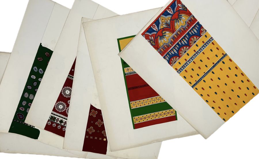 A folder of scarf designs c1950s stamped Champflory Marc Jaffre including one that would appear to - Image 2 of 5