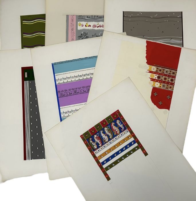 A folder of scarf designs c1950s stamped Champflory Marc Jaffre including one that would appear to - Image 4 of 5