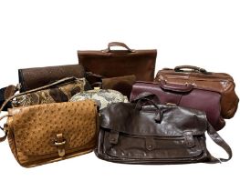 9 high quality vintage bags in leather, ostrich, snake and lizard to include Abbelli, Fannybag,