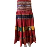 A brightly coloured vintage traditional skirt probably from Southern Karnataka with deep, mirrored