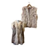 two vintage fur gilets, one in wolf and fox, and one fox (s/m) (2)