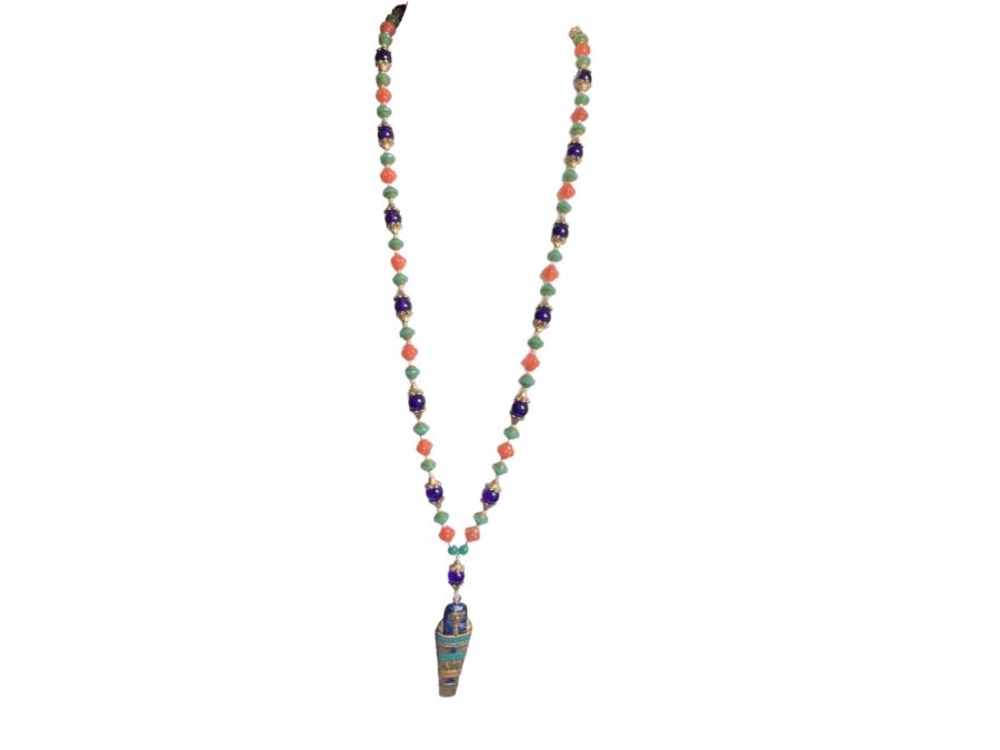A Czech glass bead necklace in the Egyptian Revival style of the 20s, the beads appear to be - Image 4 of 5