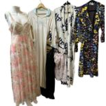vintage lingerie and nightwear to include a vibrant, almost psychedelic drawstring dressing gown,