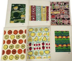 37 original designs for curtain and furnishing fabrics. These are stamped EB for Elizabeth Brown and