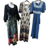 Mostly 1970s fashions to include a 1960s jumpsuit by "Angelas Penny Farvings", a Russel Stuart maxi