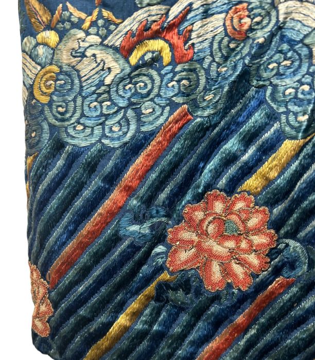 A late 19th century dragon robe made from silk and intricately hand embroidered in multicoloured - Image 2 of 6