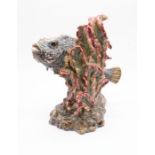 A Cobridge stoneware sculpture of a fish, named the 'The Lone Wrasse', swimming amongst seaweed