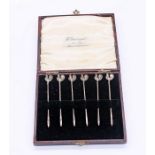 A set of six George VI silver cocktail sticks with Cockerel shaped finials, hallmarked Birmingham,