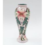 Moorcroft: A  tall Blakeney patterned vase, dated 2001 and signed to base, approx. 28cm high x