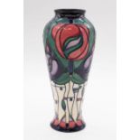 Moorcroft: A Tribute to Charles Rennie Mackintosh vase, signed to underneath. Approx. 20cm high x