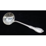 A 19th Century French silver hour glass sauce ladle, engraved with monogram, hallmarked Paris,