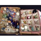 Large collection of vintage glass and Murano glass perfume bottles, large and small